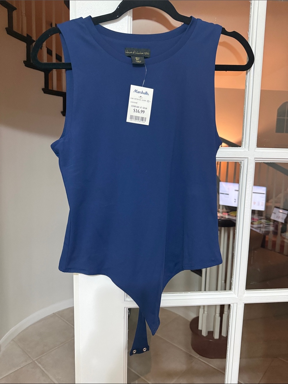 House of Harlow NWT Size Large Stretch Sleeveless Bodysuit - Navy Blue